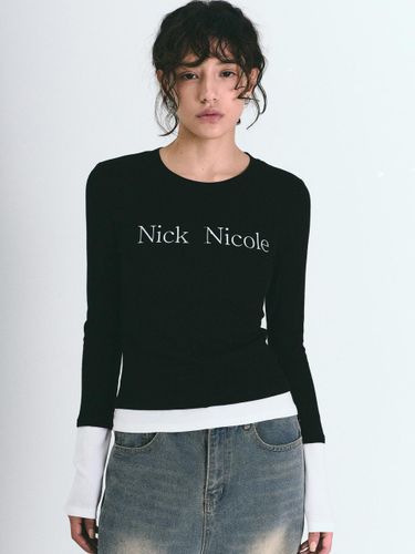 Layered Pintuck Long Sleeve Top [Black] - NICK&NICOLE - Modalova