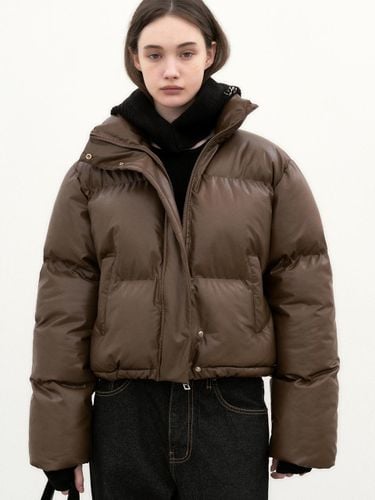 Leather Puffer Short Padding Jacket [Classic Brown] - NICK&NICOLE - Modalova