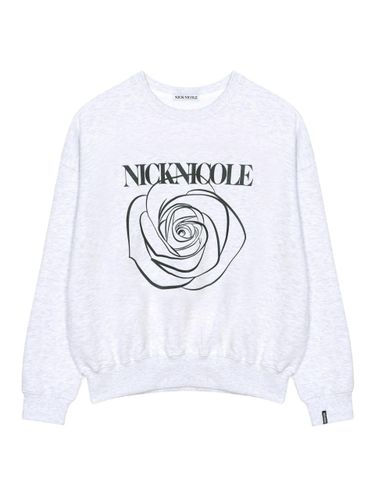 Nicole Rose Print Cotton-Polyester Relaxed Fit Sweatshirt [Melange Black] - NICK&NICOLE - Modalova