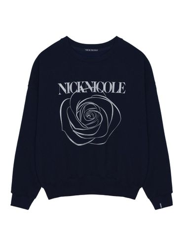 Nicole Rose Print Cotton Polyester Sweatshirt [Navy Silver] - NICK&NICOLE - Modalova