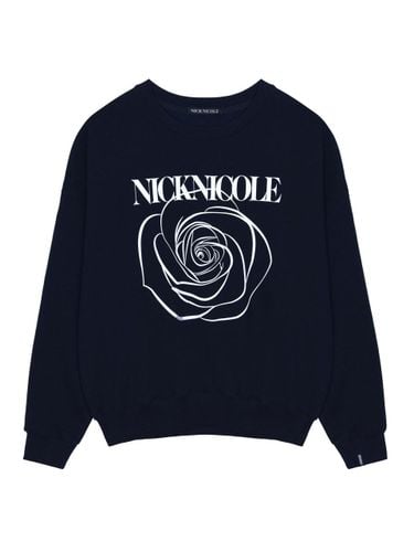 Nicole Rose Printing Casual Sweatshirt [Navy Beige] - NICK&NICOLE - Modalova