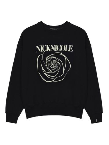 Nicole Rose Floral Print Oversized Sweatshirt [Beige Cream] - NICK&NICOLE - Modalova