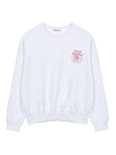 Mini Volume Embossed Embroidered Sweatshirt [Melange Pink] - NICK&NICOLE - Modalova