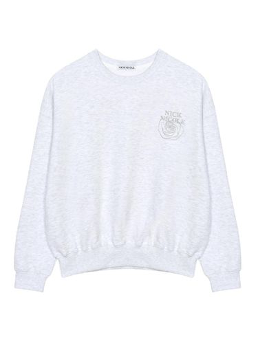 Mini Volume Embossed Embroidered Sweatshirt [Melange Silver] - NICK&NICOLE - Modalova