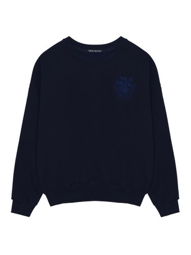 Mini Volume Embossed Embroidered Sweatshirt [Navy Blue] - NICK&NICOLE - Modalova