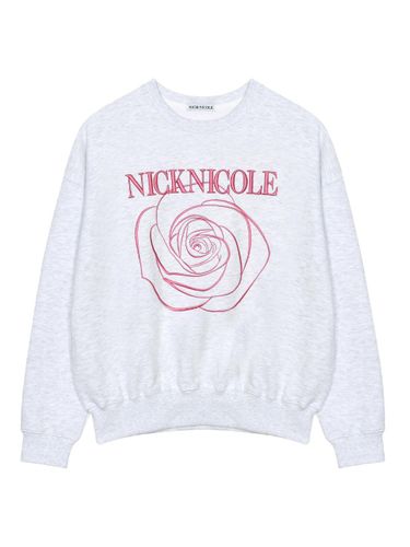 Volume Embossed Embroidered Cotton-Polyester Sweatshirt [Melange Pink] - NICK&NICOLE - Modalova