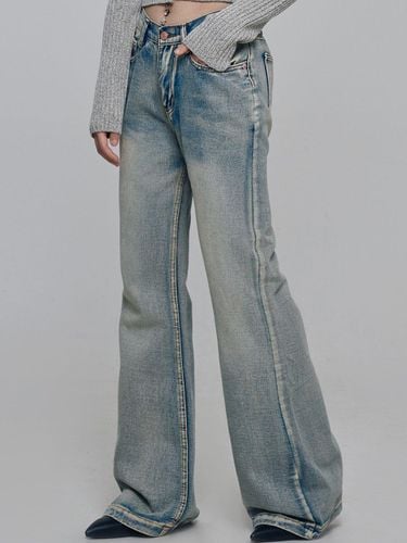 Low Bootcut Cotton Pants [Light Denim] - chicks - Modalova