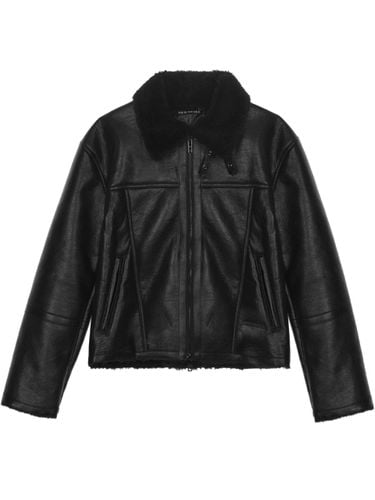 Vintage Leather Fur Insulated Mustang Jacket [Black] - NICK&NICOLE - Modalova