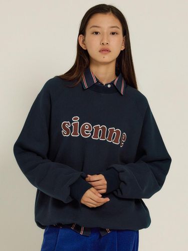 Cotton Relaxed Fit Logo Patch Sweatshirt [Navy] - sienne - Modalova