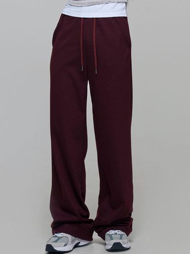 Jade Banding Wide Leg Pants [Wine] - chicks - Modalova