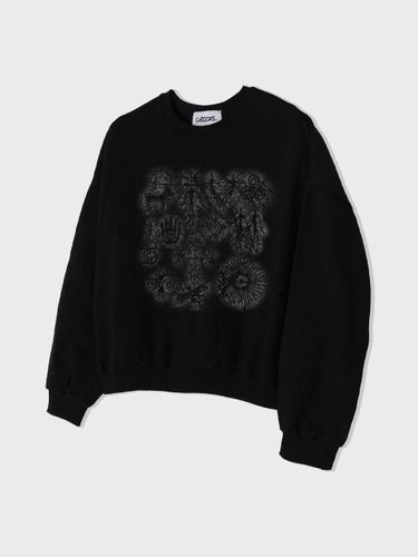 Semi-Balloon Cotton Blend Sweatshirt [Black] - chicks - Modalova