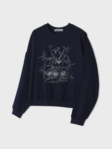 Semi-Balloon Fit Cotton Blend Sweatshirt [Navy] - chicks - Modalova