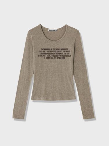 Defense Long Sleeve Semi-Slim T-shirt [BROWN] - chicks - Modalova