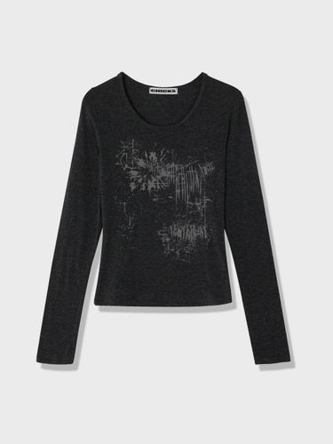 Premium Wool Blend Long Sleeve T-shirt [Charcoal] - chicks - Modalova