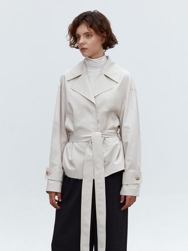 Double Half Stand Collar Trench Coat [Beige] - MOHAN - Modalova