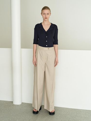 Diagonal Tuck Tencel-Rayon Trouser - MOHAN - Modalova