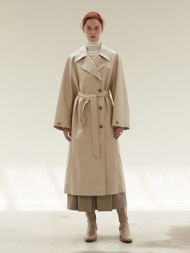 Eco Leather Semi-Double Trench Coat [Beige] - MOHAN - Modalova