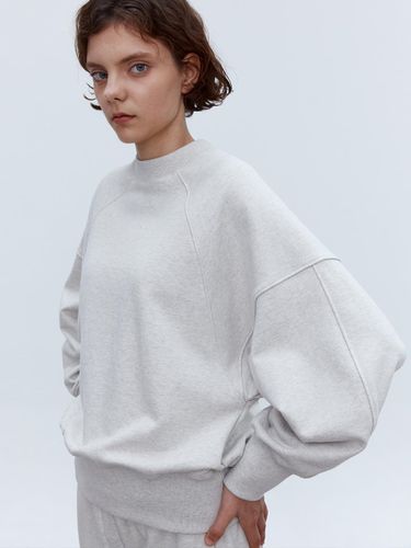 Volume Sleeve Mock Neck Sweatshirt [Grey] - MOHAN - Modalova