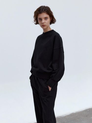 Mock Neck Volume Sleeve Sweatshirt [Black] - MOHAN - Modalova