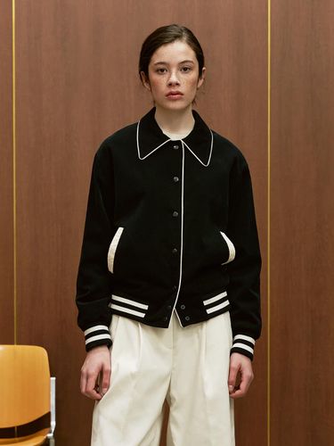 Corduroy Classic Collar Bomber Jacket [Black] - MOHAN - Modalova