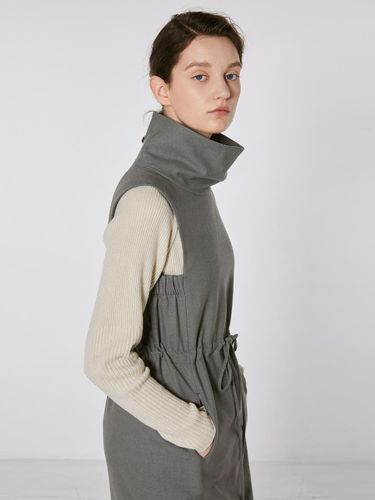 Sleeveless Turtleneck Wool-blend Dress [Khaki] - MOHAN - Modalova