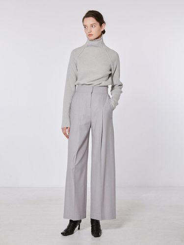 Stitch Wide Wool Blend Trouser [Grey] - MOHAN - Modalova