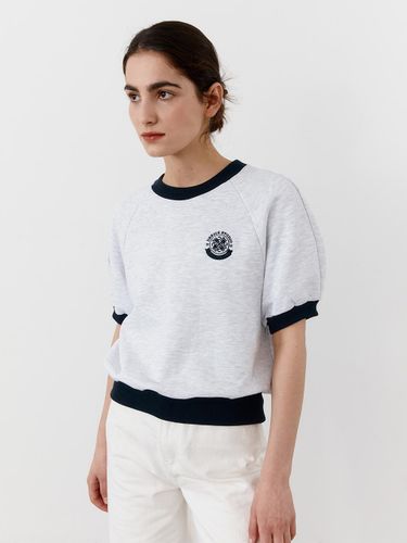 Terry Cotton Logo Half Sleeve Top - MOHAN - Modalova