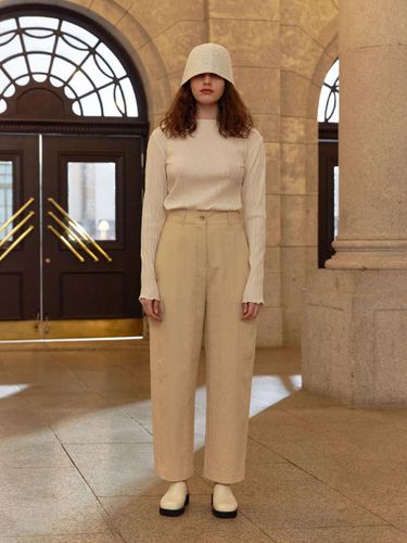 Balloon Cotton High-Waisted Relaxed Pants [Beige/] - MOHAN - Modalova