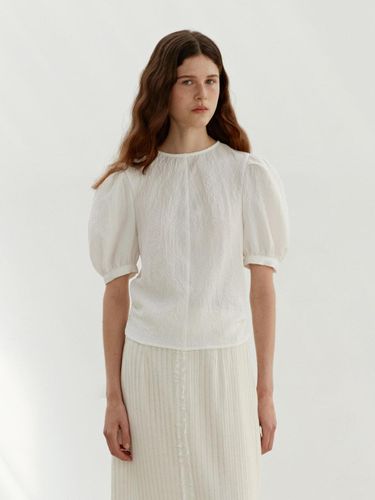 Shirring Puff Cotton-Poly Seersucker Blouse - MOHAN - Modalova