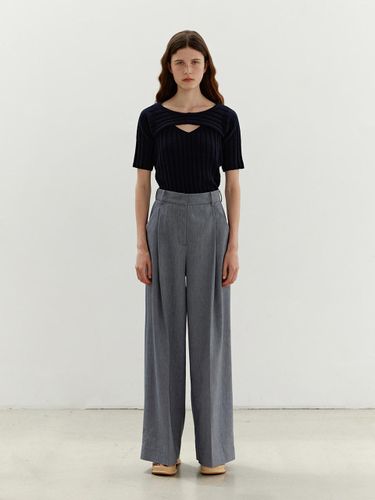 Linen One Tuck Wide Pants [Navy] - MOHAN - Modalova