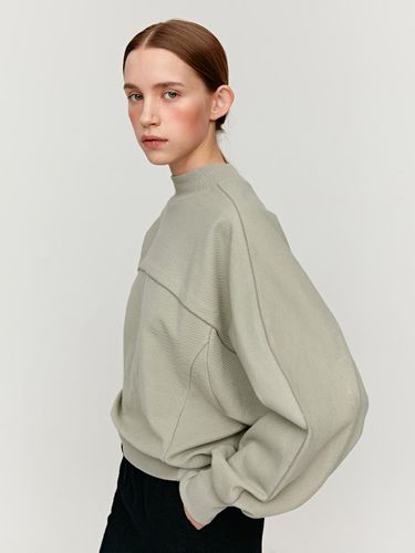 Divided Volume Mock Neck Sweatshirt - MOHAN - Modalova