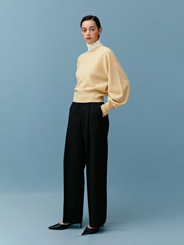 Wool Blend One Tuck Semi Wide Pants - MOHAN - Modalova