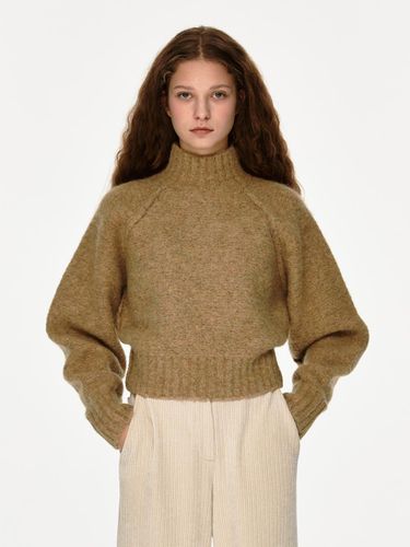 Balloon Sleeve Wool Blend Turtleneck Top - MOHAN - Modalova