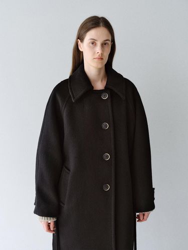 Wool Semi Double Long Belted Coat - MOHAN - Modalova