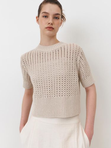 Back Open Netting Knit Top - MOHAN - Modalova