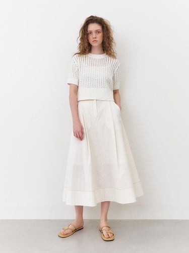 Banding Pleated Flared Skirt [2COLORS] - MOHAN - Modalova