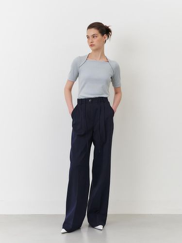 Wrinkle-Resistant Straight Semi Wide Pants - MOHAN - Modalova