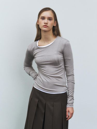 Round Neck Tencel Wool Slim Top - MOHAN - Modalova