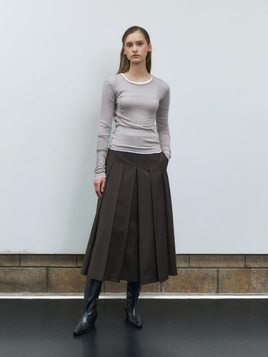 Pleated A-line Long Skirt [2COLORS] - MOHAN - Modalova