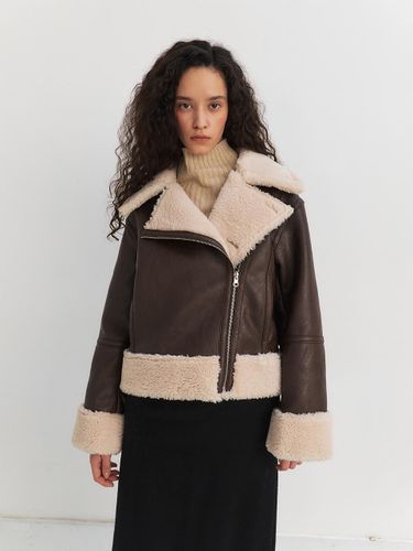 Reversible Double Fur Vintage Coat [/Brown] - MOHAN - Modalova