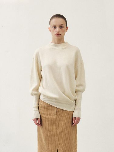 Merino Wool Mock Neck Asymmetric Knit Top [3COLORS - MOHAN - Modalova