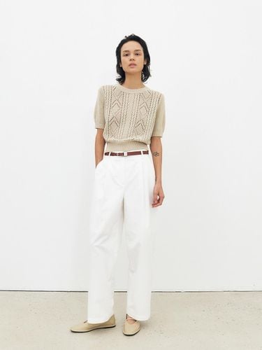 Cotton Pleated Cocoon Pants [BEIGE/] - MOHAN - Modalova