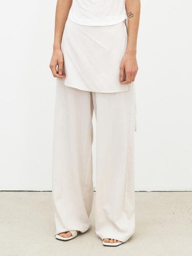 Layered Semi-Wide Rayon Blend Pants [IVORY/] - MOHAN - Modalova