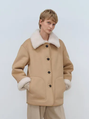 Reversible Shearling Suede Half Coat [BEIGE/] - MOHAN - Modalova