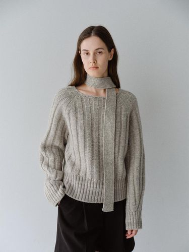 Wool Blend Muffler Knit Top - MOHAN - Modalova