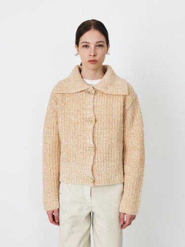 Toggle Button Boucle Wool Cotton Blend Cardigan - MOHAN - Modalova