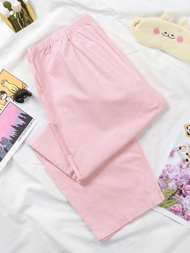 Pure Cotton Striped Sleepwear Pants [Pink] - MAY FLOWER - Modalova