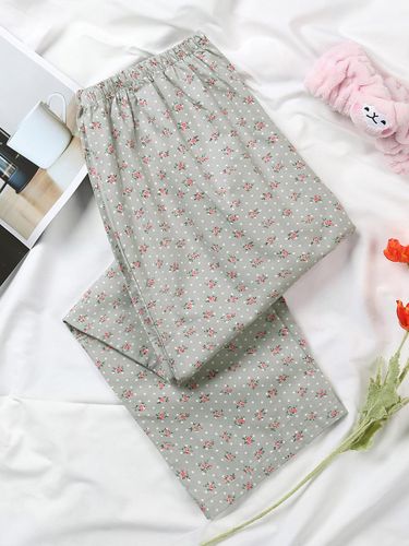 Pure Cotton Floral Women's Pajama Pants [Gray] - MAY FLOWER - Modalova