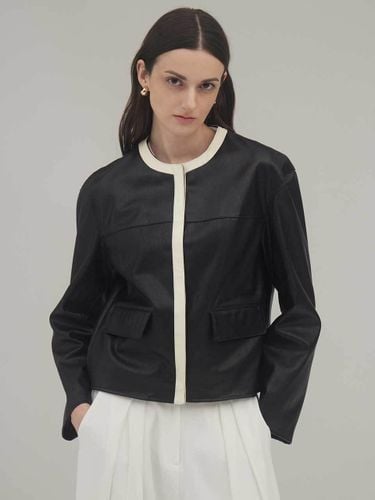 Simple Two-Tone Eco Leather Jacket (KSJK240403) - SIINVII - Modalova