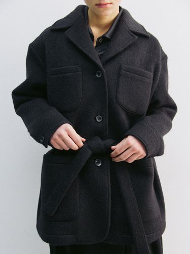 Mohair Italian Cashmere Safari Jacket [Black] - YIJU - Modalova